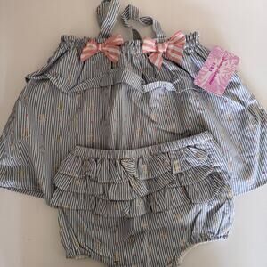 Tommy Bahama Kids Baby Girl 18M Striped Outfit New